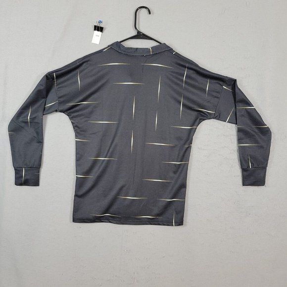 Made With Love Polo 1/4 button up Long Sleeve Black Shirt Size S - Picture 2 of 12